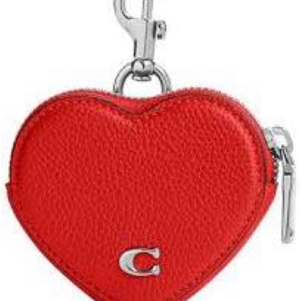 Coach Pebbled Leather Heart Coin Case NWT